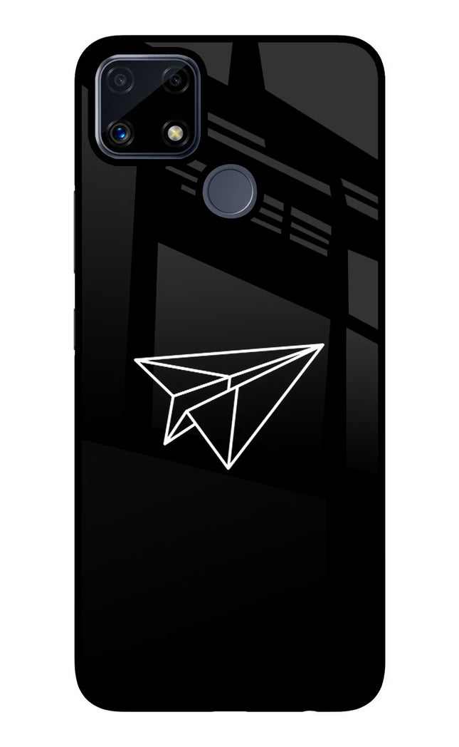 Paper Plane White Realme C25/C25s Glass Case Back Cover by Casekaro
