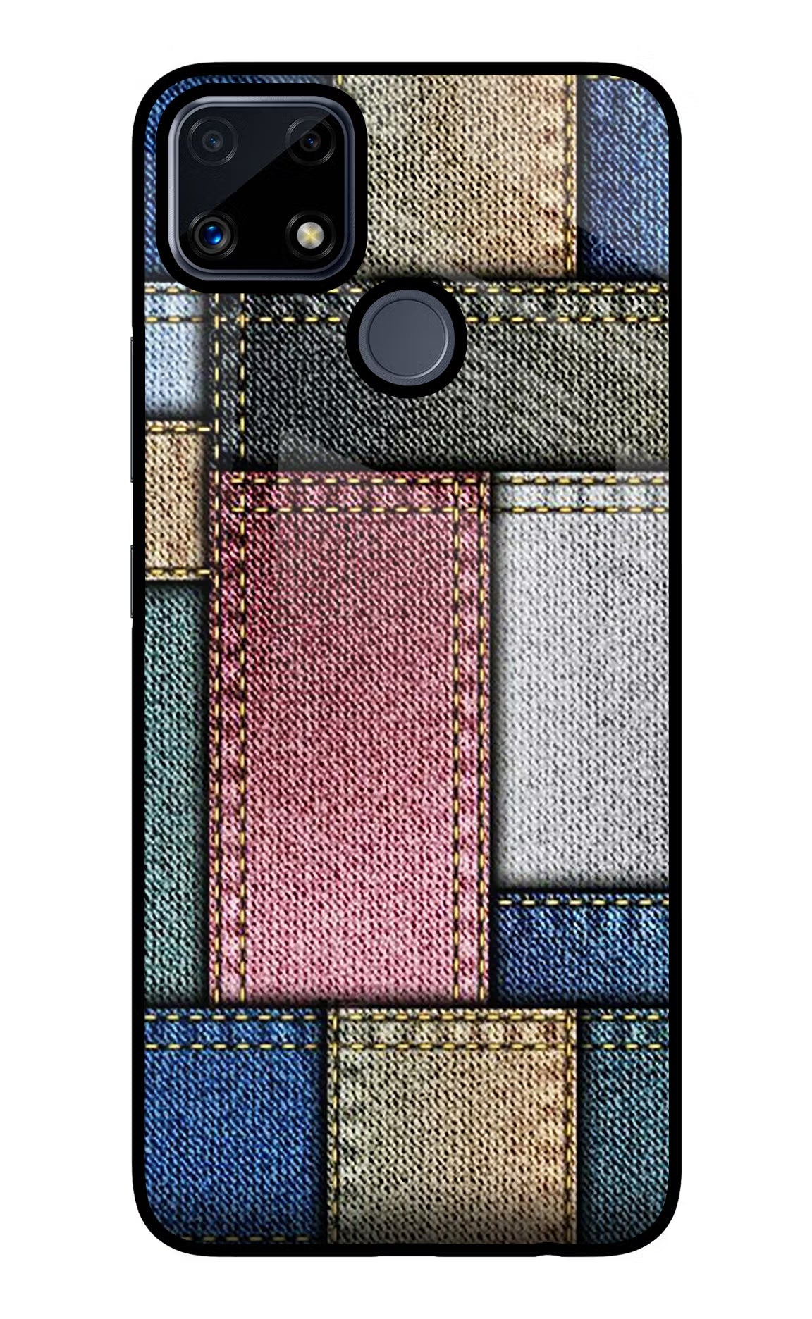 Multicolor Jeans Realme C25/C25s Glass Case Back Cover by Casekaro