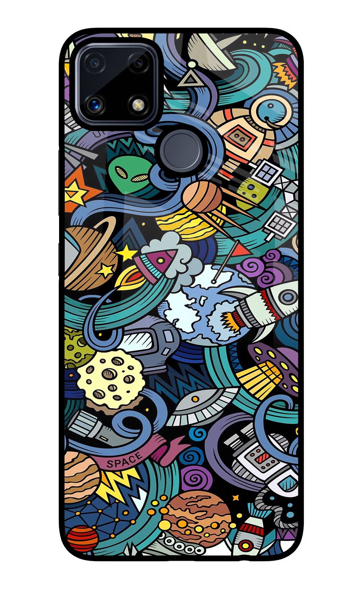 Space Abstract Realme C25/C25s Glass Case Back Cover by Casekaro