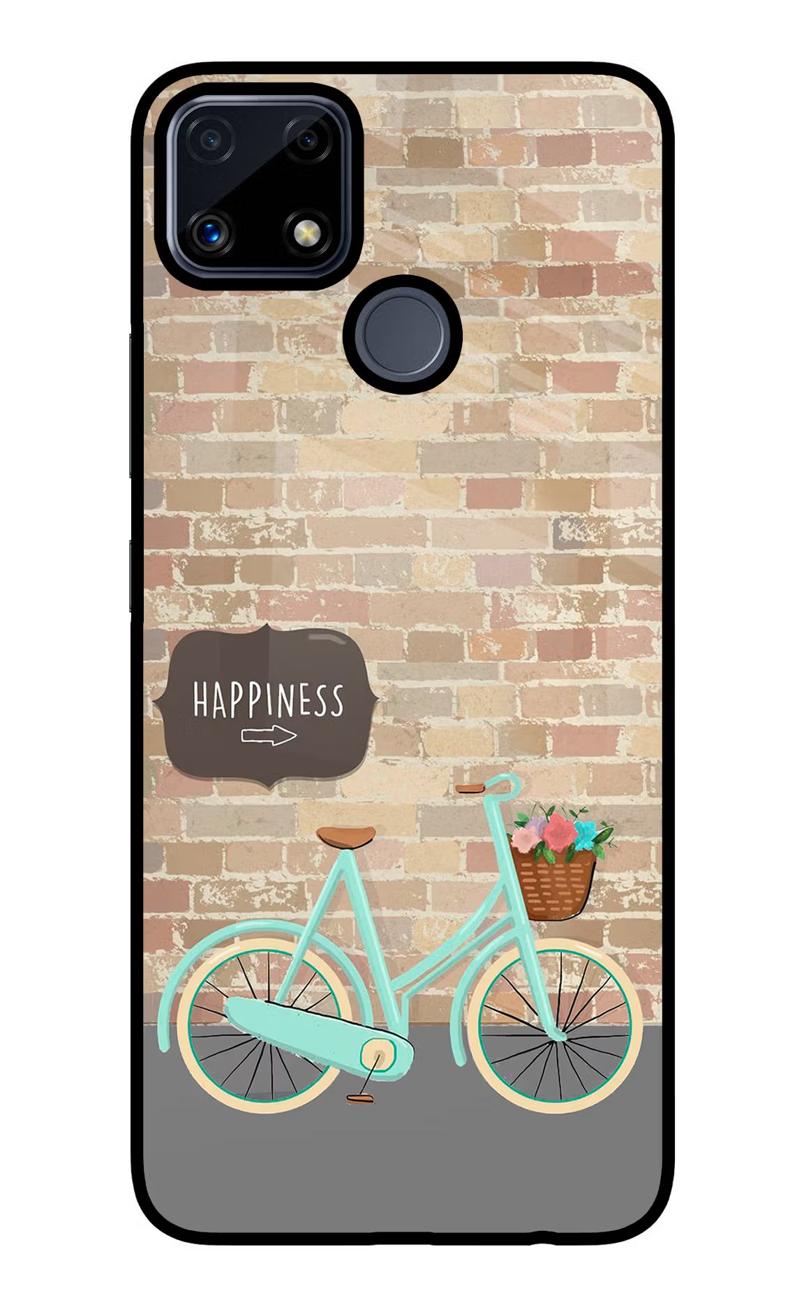 Happiness Artwork Realme C25/C25s Glass Case Back Cover by Casekaro