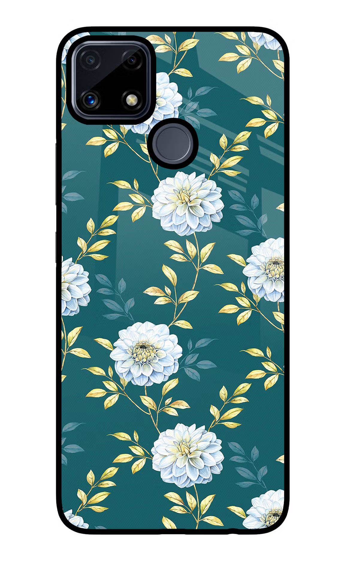 Flowers Realme C25/C25s Glass Case Back Cover by Casekaro