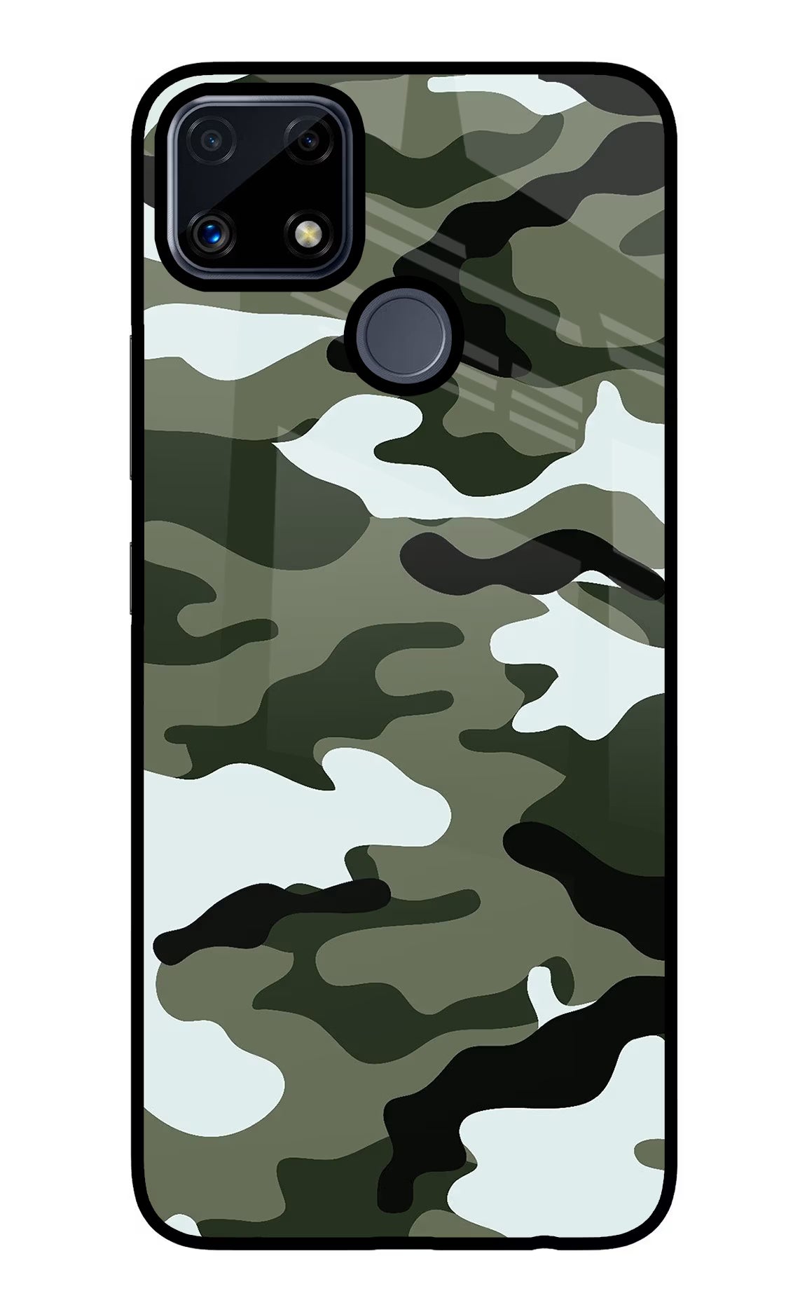 Camouflage Realme C25/C25s Glass Case Back Cover by Casekaro