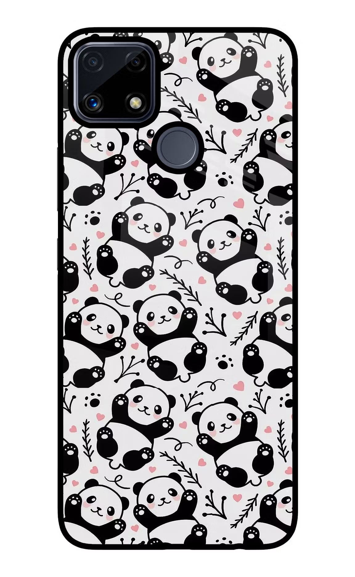 Cute Panda Realme C25/C25s Glass Case Back Cover by Casekaro