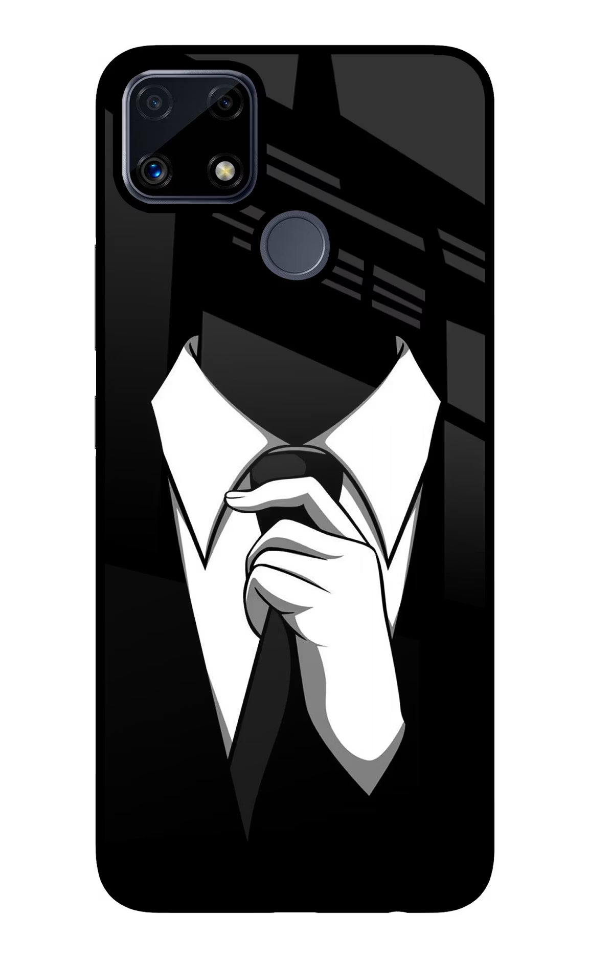 Black Tie Realme C25/C25s Glass Case Back Cover by Casekaro