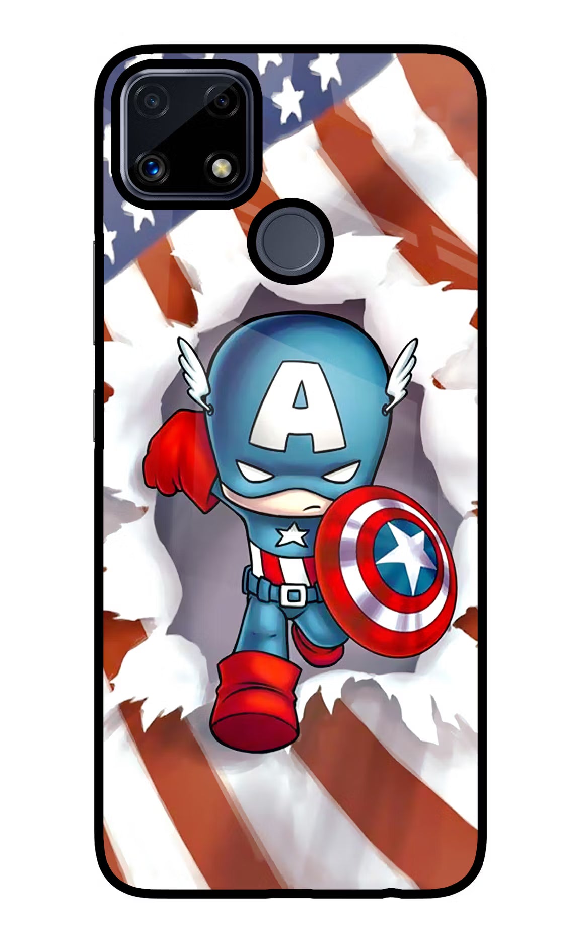 Captain America Realme C25/C25s Glass Case Back Cover by Casekaro