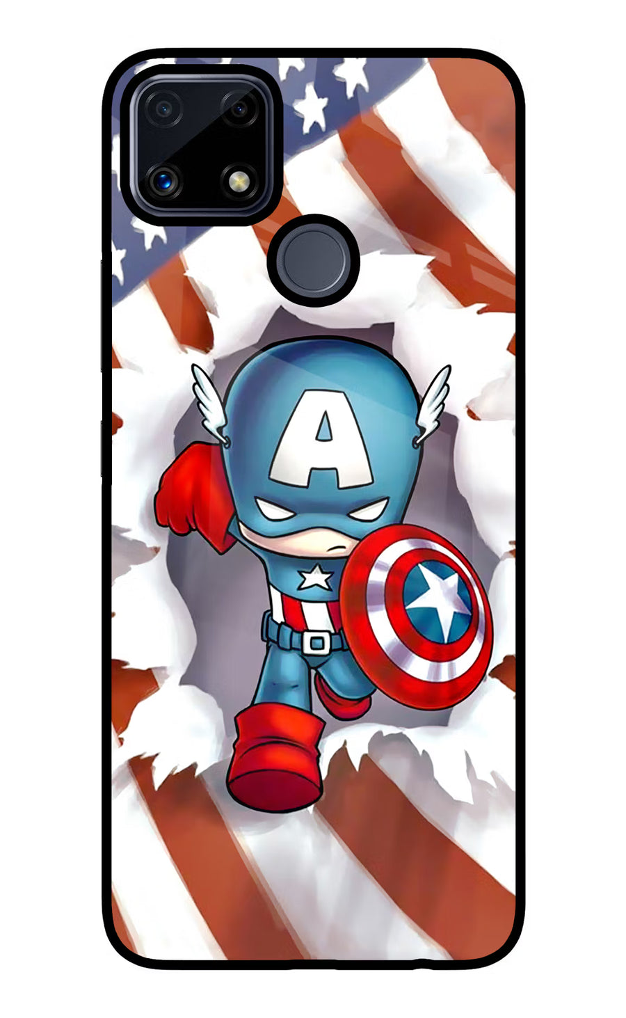 Captain America Realme C25/C25s Back Cover, Glass case