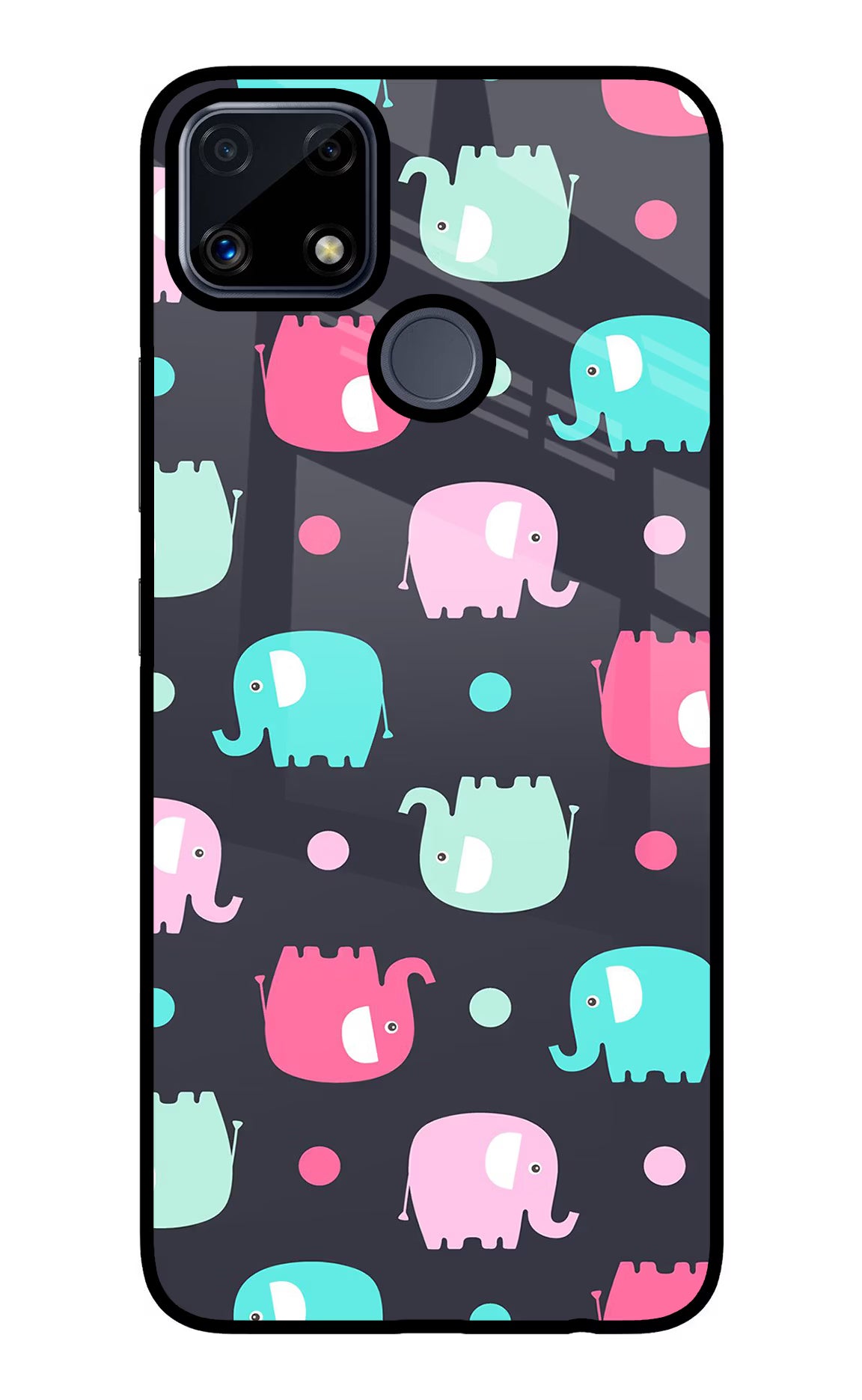 Elephants Realme C25/C25s Glass Case Back Cover by Casekaro