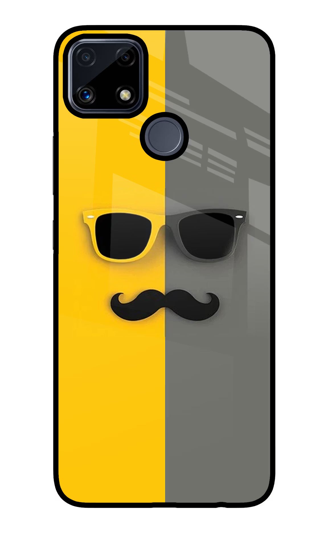 Sunglasses with Mustache Realme C25/C25s Glass Case Back Cover by Casekaro