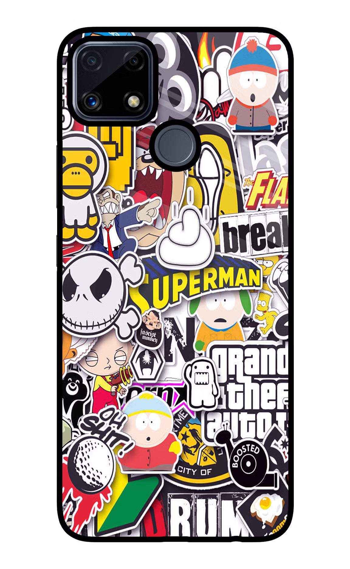 Sticker Bomb Realme C25/C25s Glass Case Back Cover by Casekaro