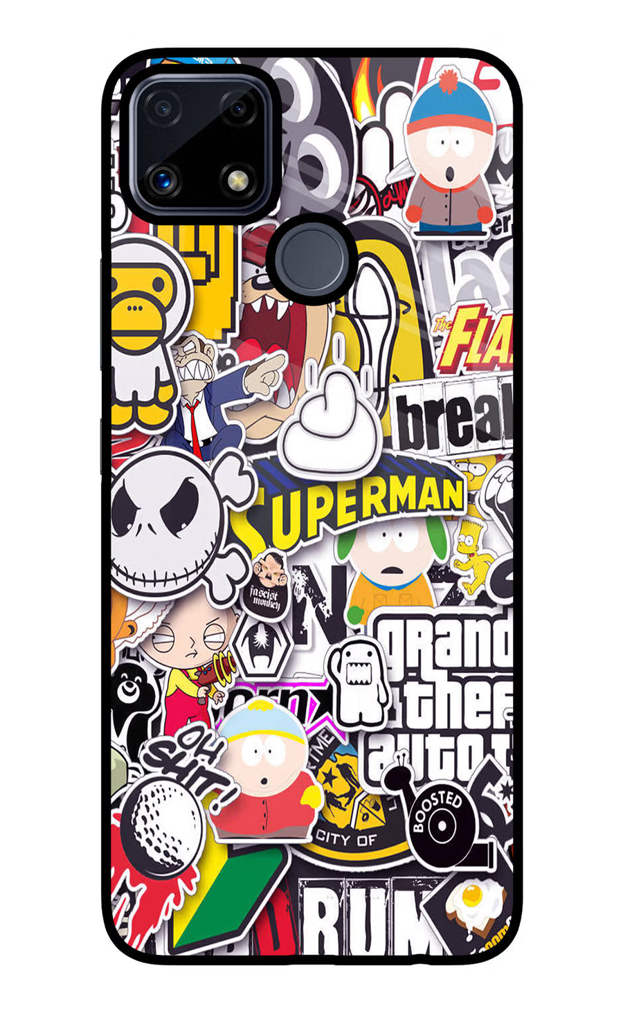 Sticker Bomb Realme C25/C25s Back Cover, Glass case