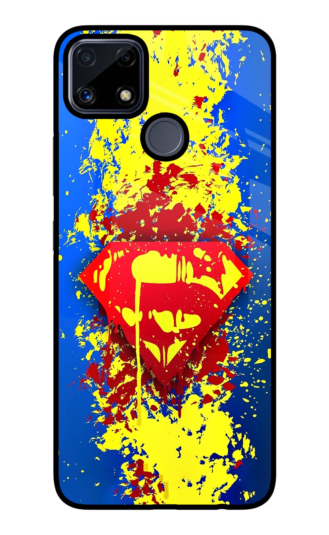 Superman logo Realme C25/C25s Glass Case Back Cover by Casekaro