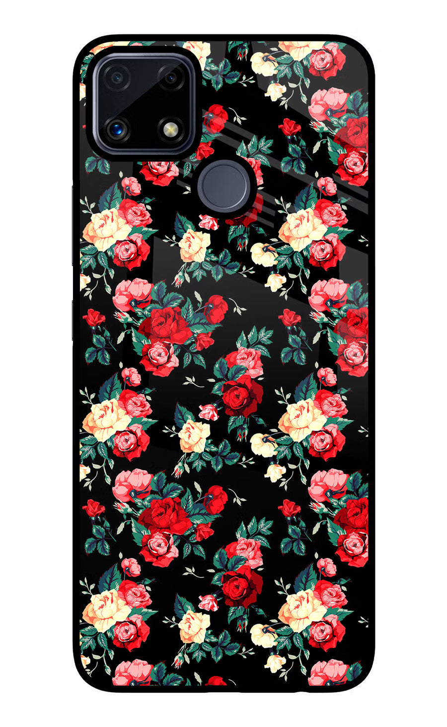 Rose Pattern Realme C25/C25s Back Cover, Glass case