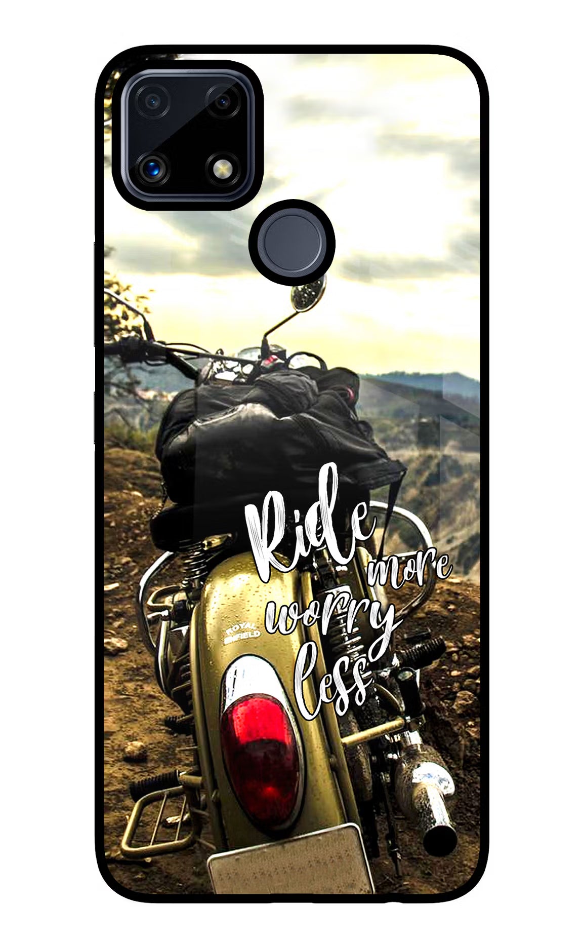 Ride More Worry Less Realme C25/C25s Glass Case Back Cover by Casekaro