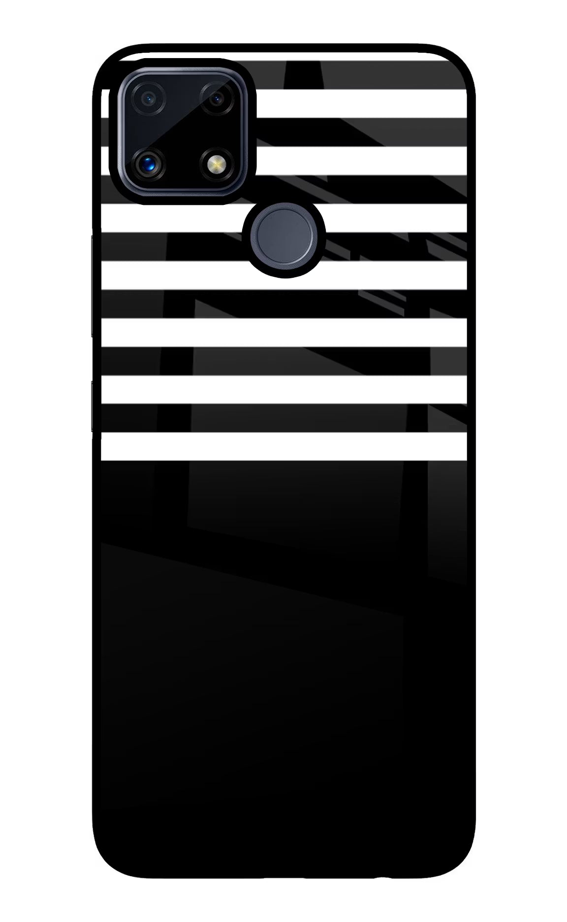 Black and White Print Realme C25/C25s Glass Case Back Cover by Casekaro