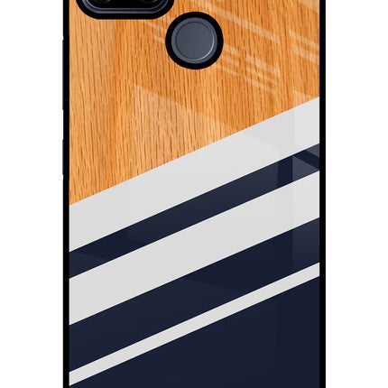 Blue and white wooden Realme C25/C25s Glass Case