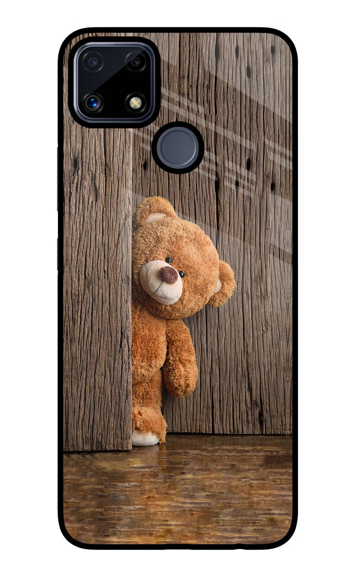 Teddy Wooden Realme C25/C25s Glass Case Back Cover by Casekaro