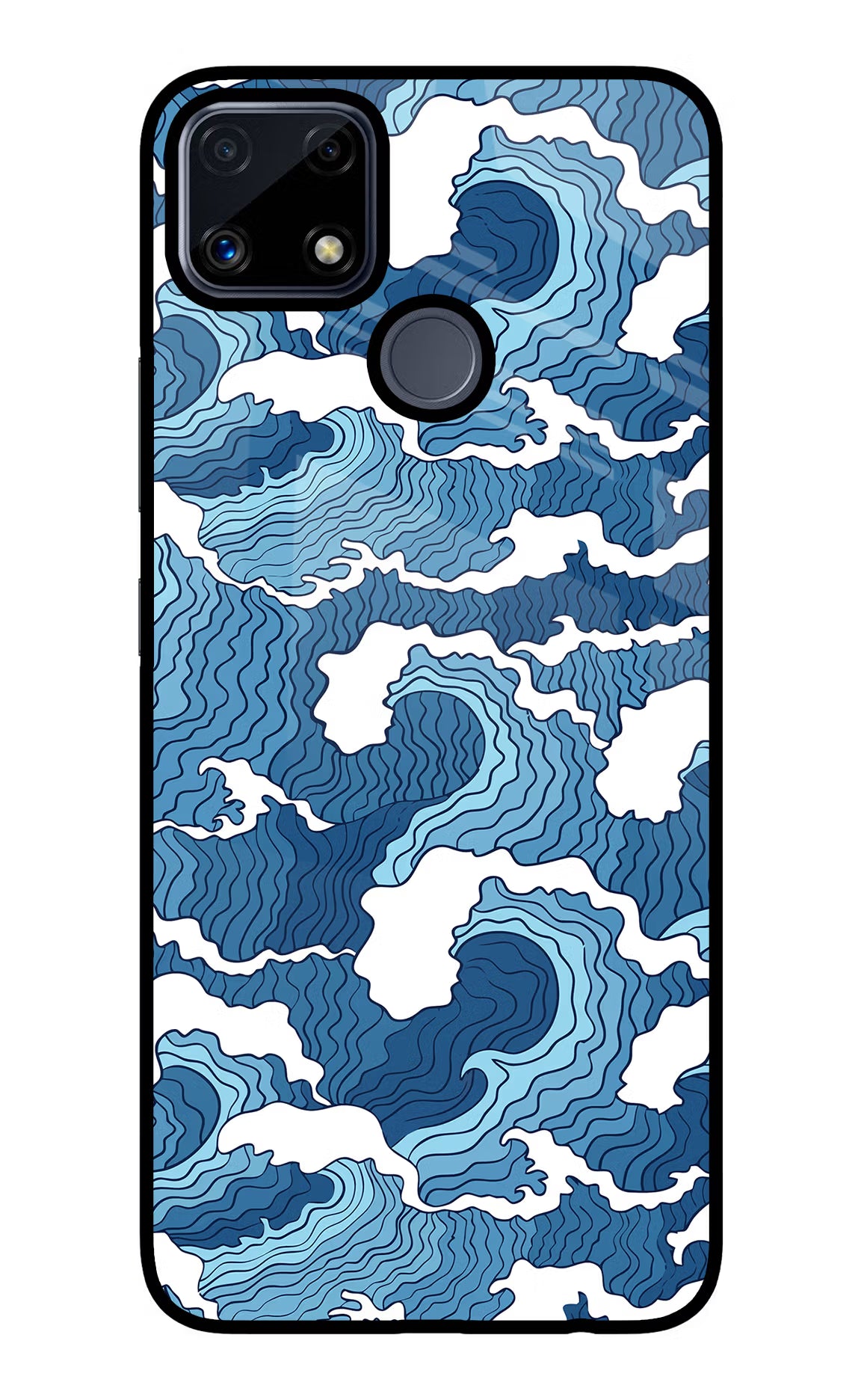 Blue Waves Realme C25/C25s Glass Case Back Cover by Casekaro