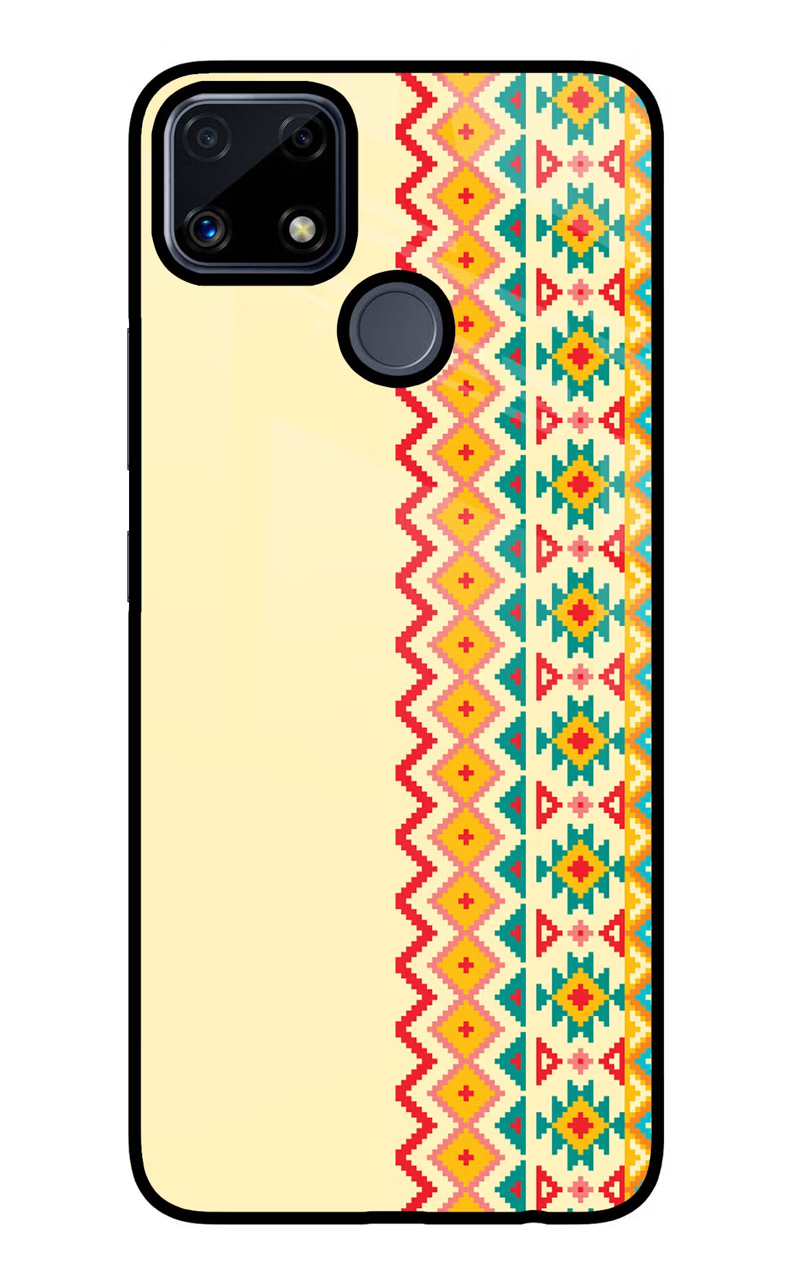 Ethnic Seamless Realme C25/C25s Glass Case Back Cover by Casekaro