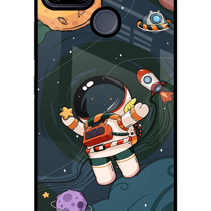 Cartoon Astronaut Realme C25/C25s Glass Case Back Cover by Casekaro