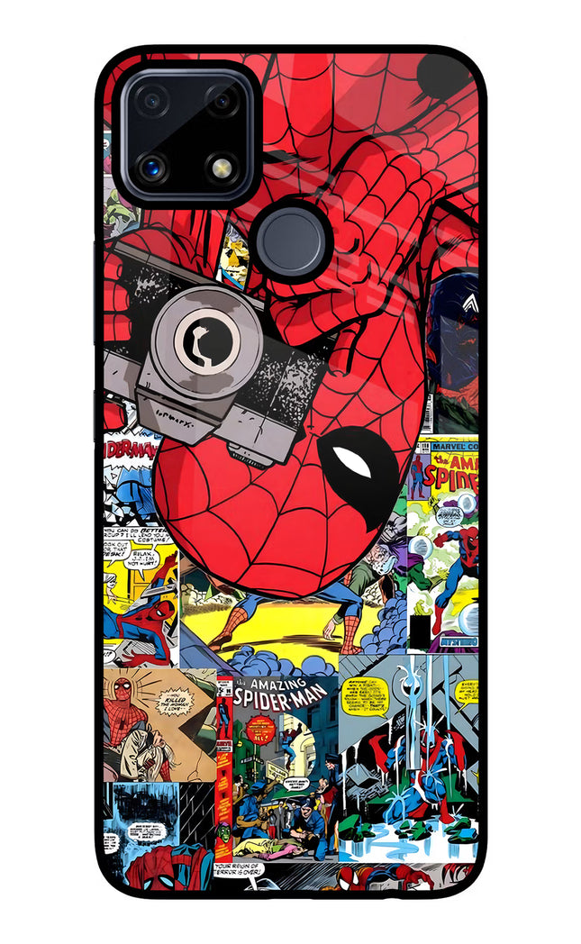 Spider Man Realme C25/C25s Glass Case Back Cover by Casekaro