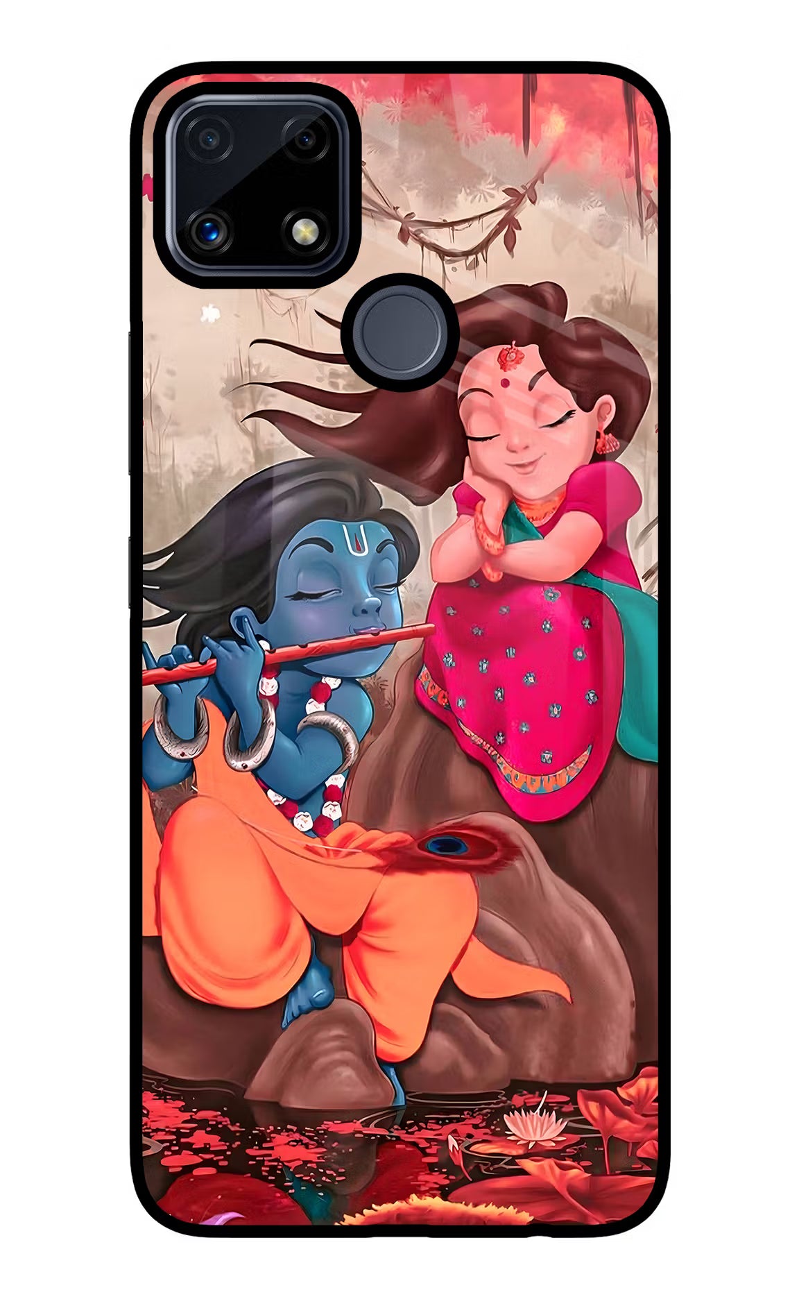Radhe Krishna Realme C25/C25s Glass Case Back Cover by Casekaro
