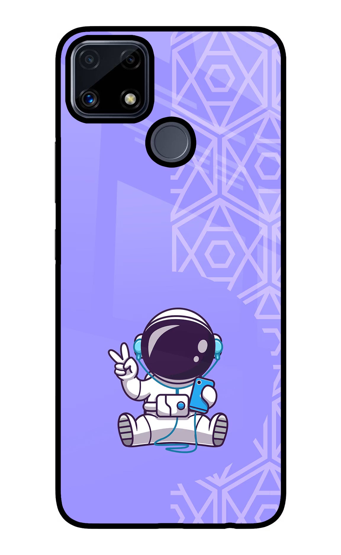Cute Astronaut Chilling Realme C25/C25s Glass Case Back Cover by Casekaro