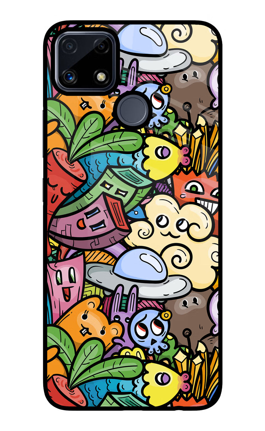 Veggie Doodle Realme C25/C25s Back Cover, Glass case