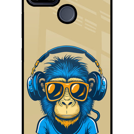 Monkey Headphone Realme C25/C25s Glass Case Back Cover by Casekaro