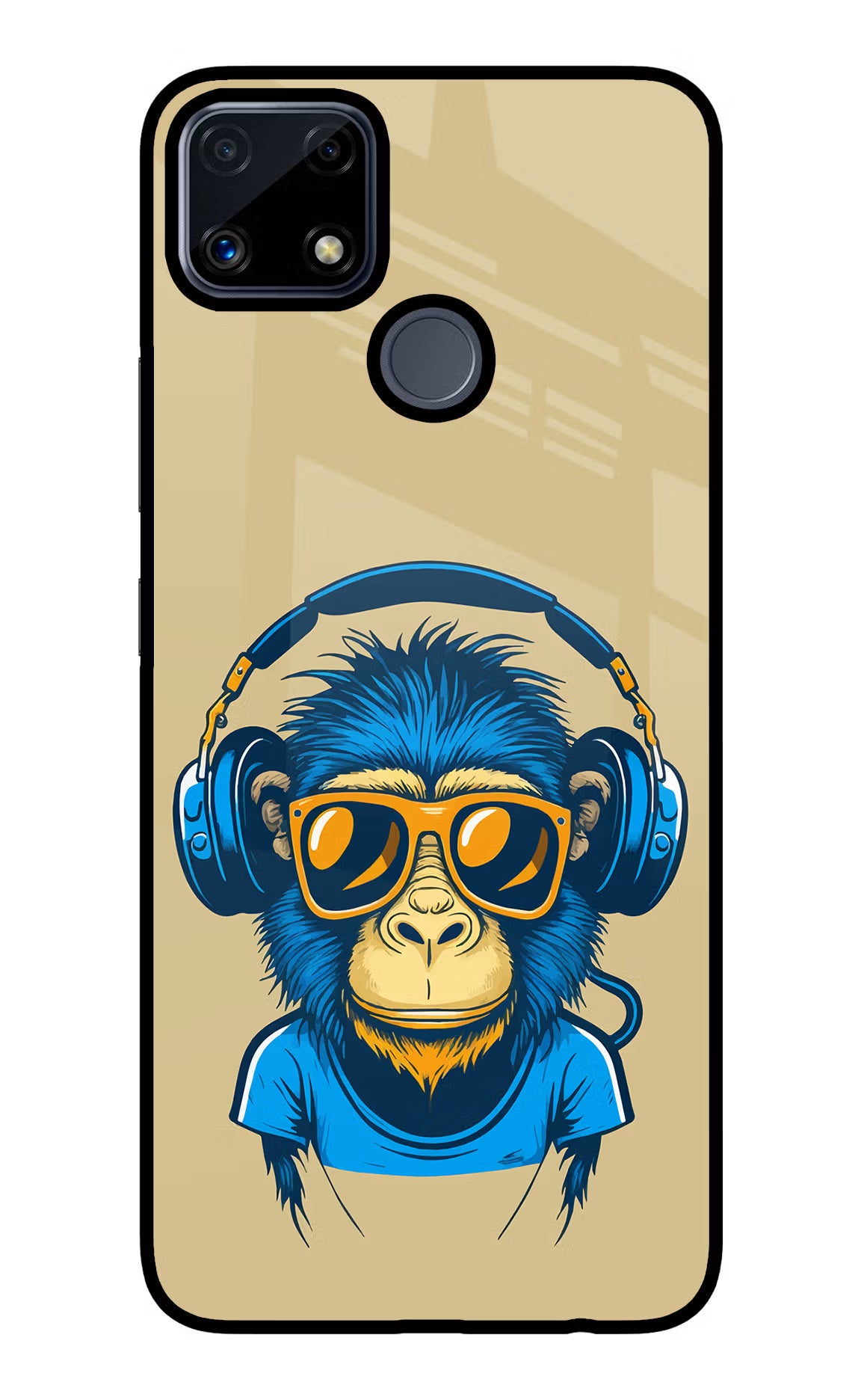 Monkey Headphone Realme C25/C25s Glass Case Back Cover by Casekaro