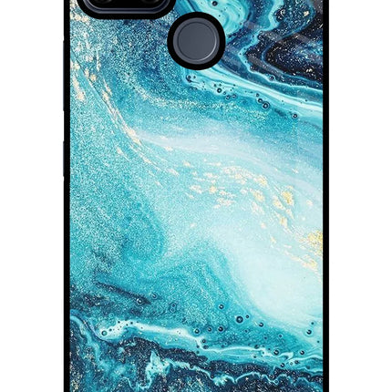 Blue Glitter Marble Realme C25/C25s Glass Case