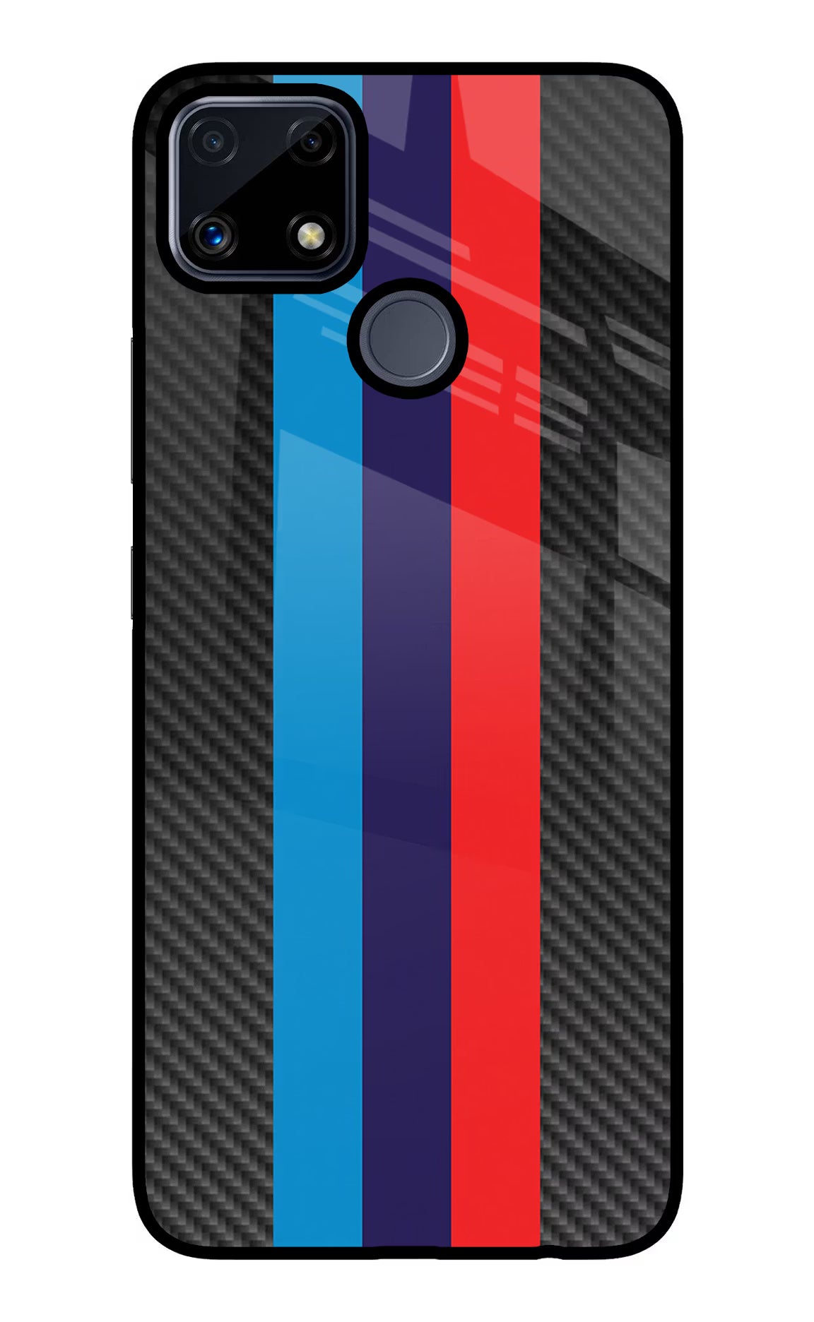 BMW Stripes Pattern Realme C25/C25s Glass Case Back Cover by Casekaro