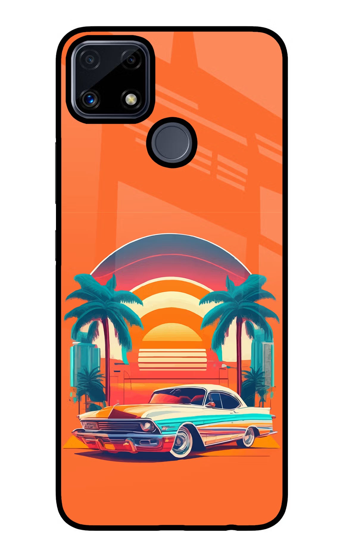 Palm Drive 80s Realme C25/C25s Glass Case Back Cover by Casekaro