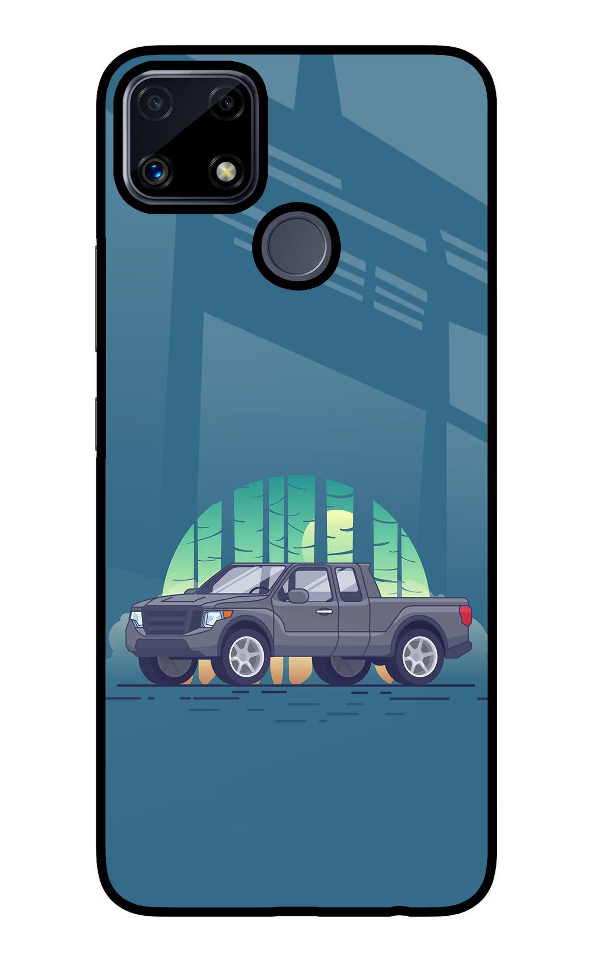 Retro Garage Vibe Realme C25/C25s Glass Case Back Cover by Casekaro