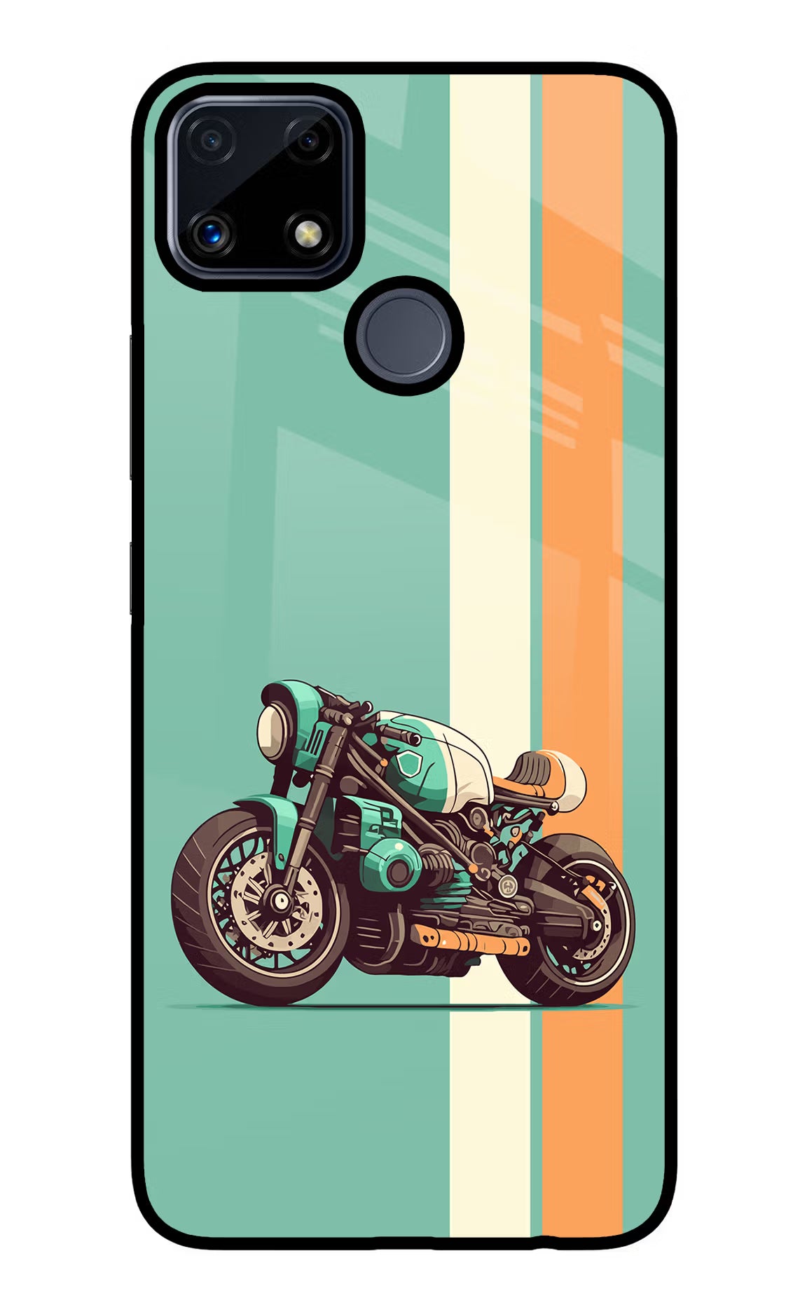 Striped Moto Drift Realme C25/C25s Glass Case Back Cover by Casekaro