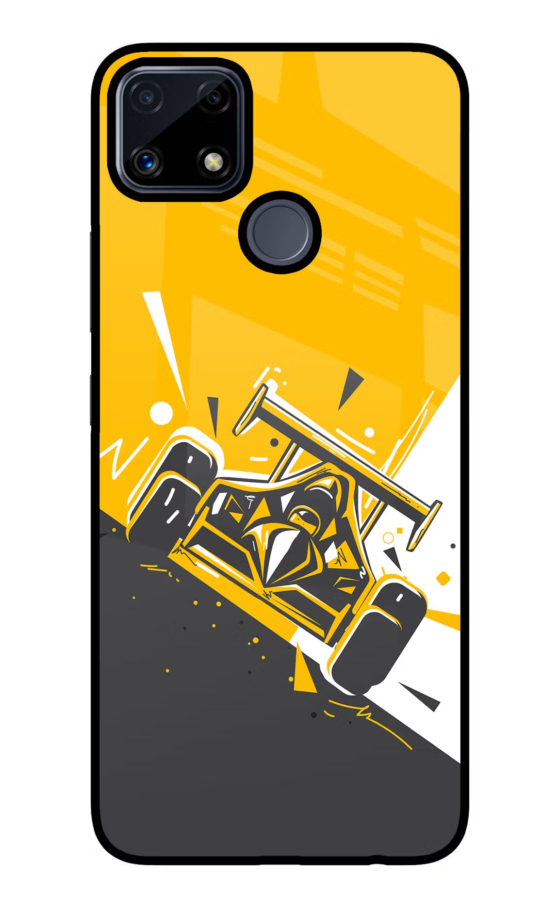 Track King Realme C25/C25s Glass Case Back Cover by Casekaro