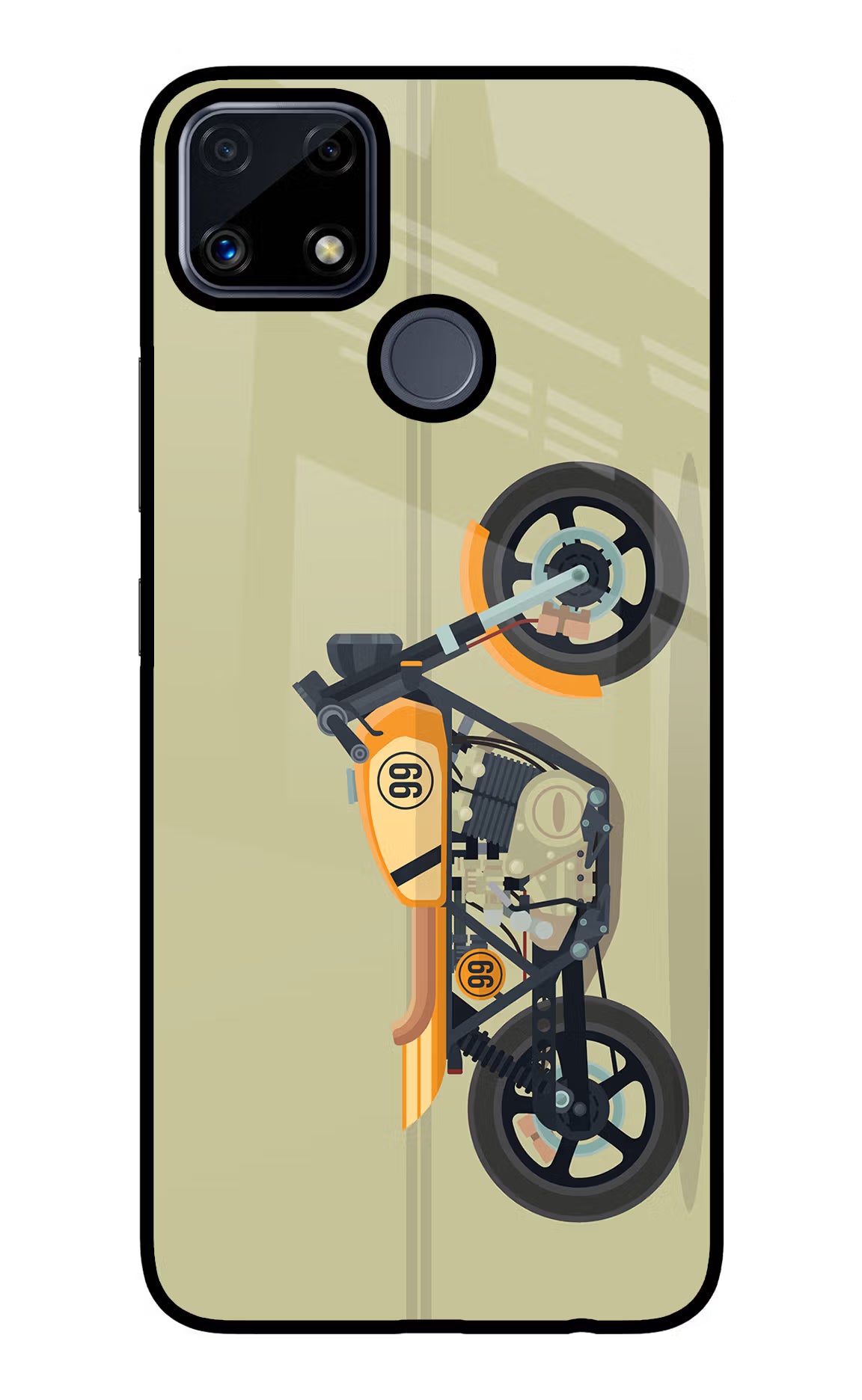 Vertical Speedster Realme C25/C25s Glass Case Back Cover by Casekaro