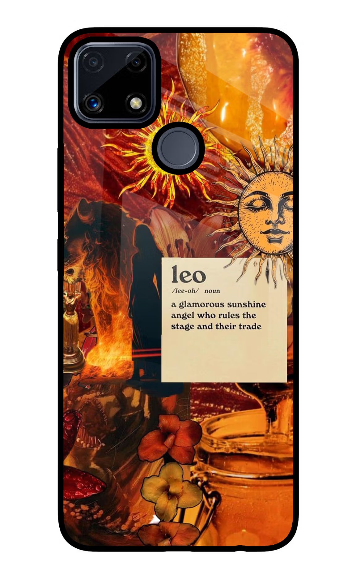 Leo Zodiac Realme C25/C25s Glass Case Back Cover by Casekaro