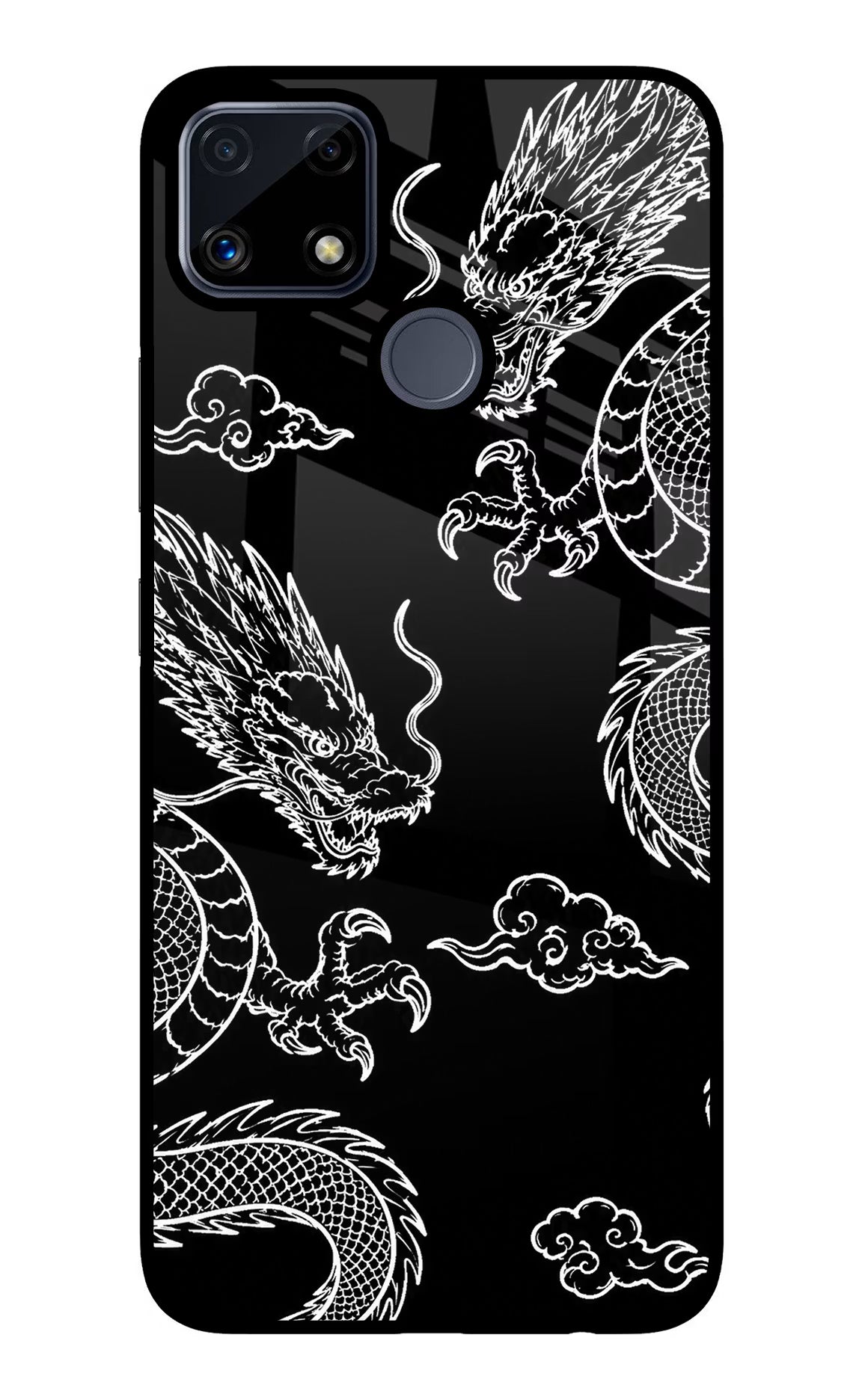 Twin Dragons Realme C25/C25s Glass Case Back Cover by Casekaro