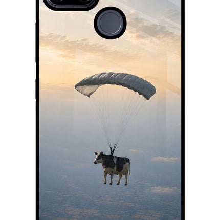 Skydiving Cow Realme C25/C25s Glass Case