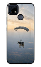 Skydiving Cow Realme C25/C25s Glass Case