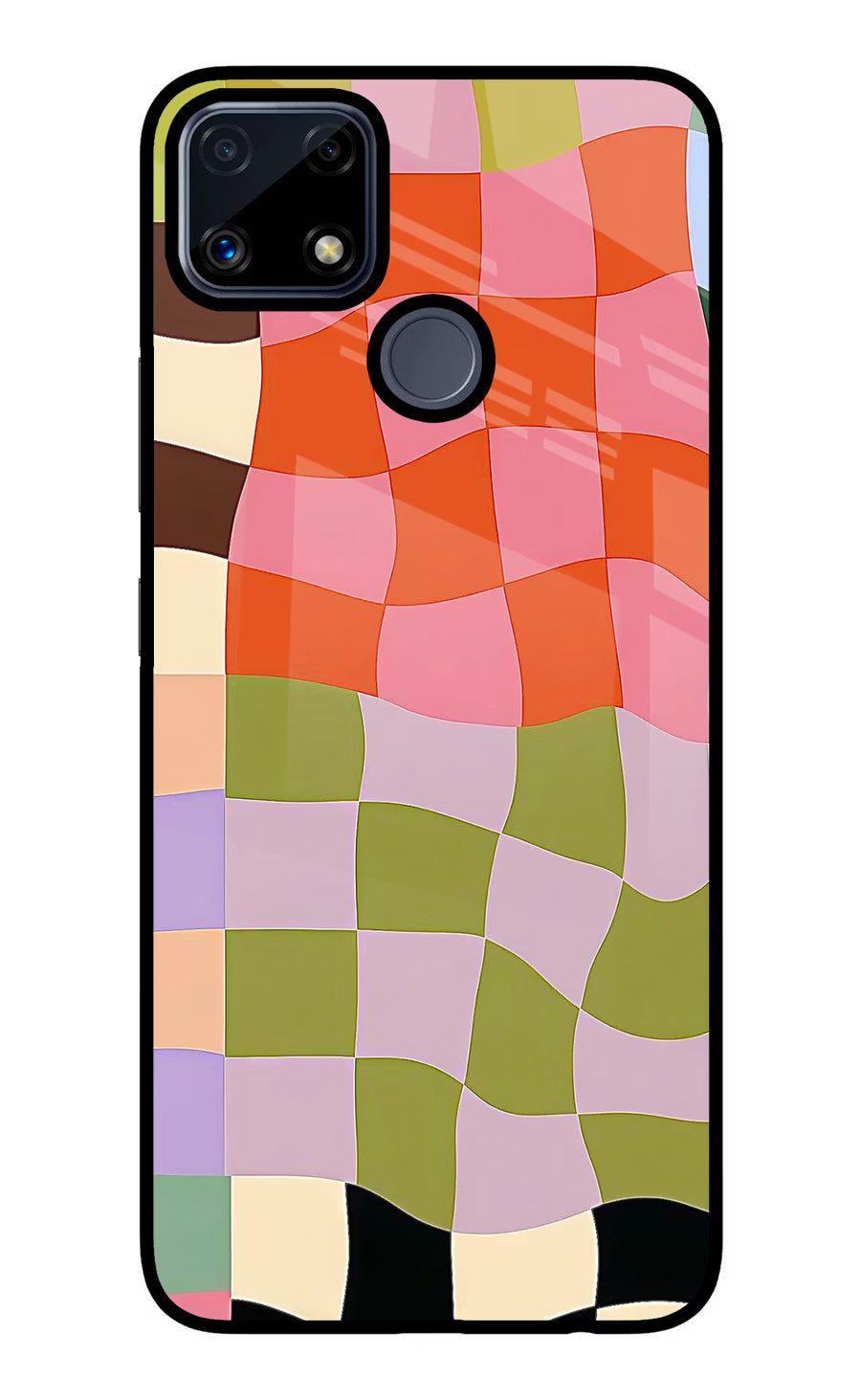 Wavy Grid Realme C25/C25s Back Cover, Glass case