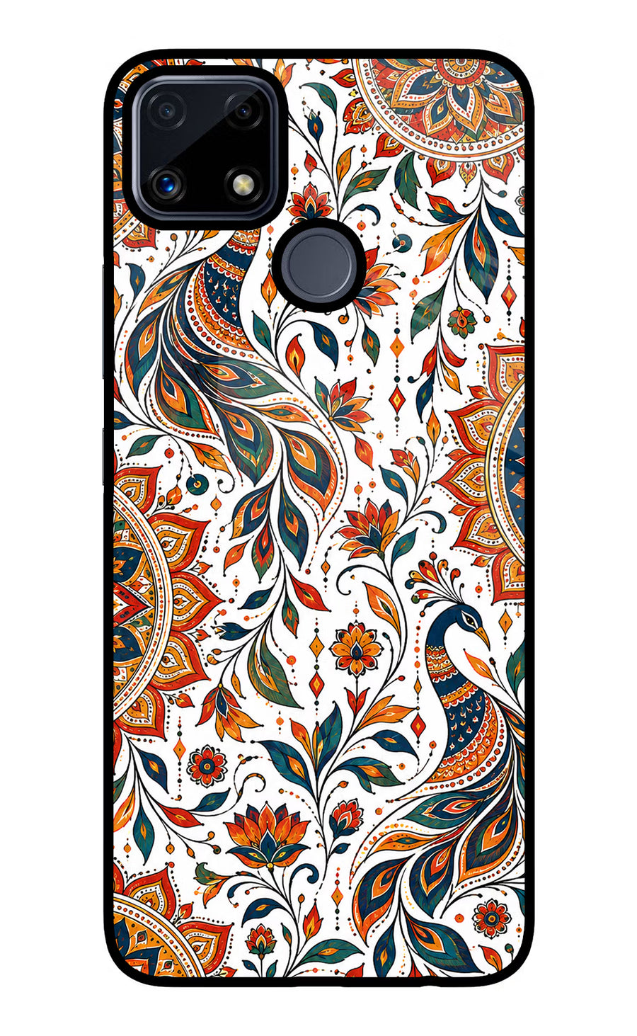 White Mayura Realme C25/C25s Back Cover, Glass case