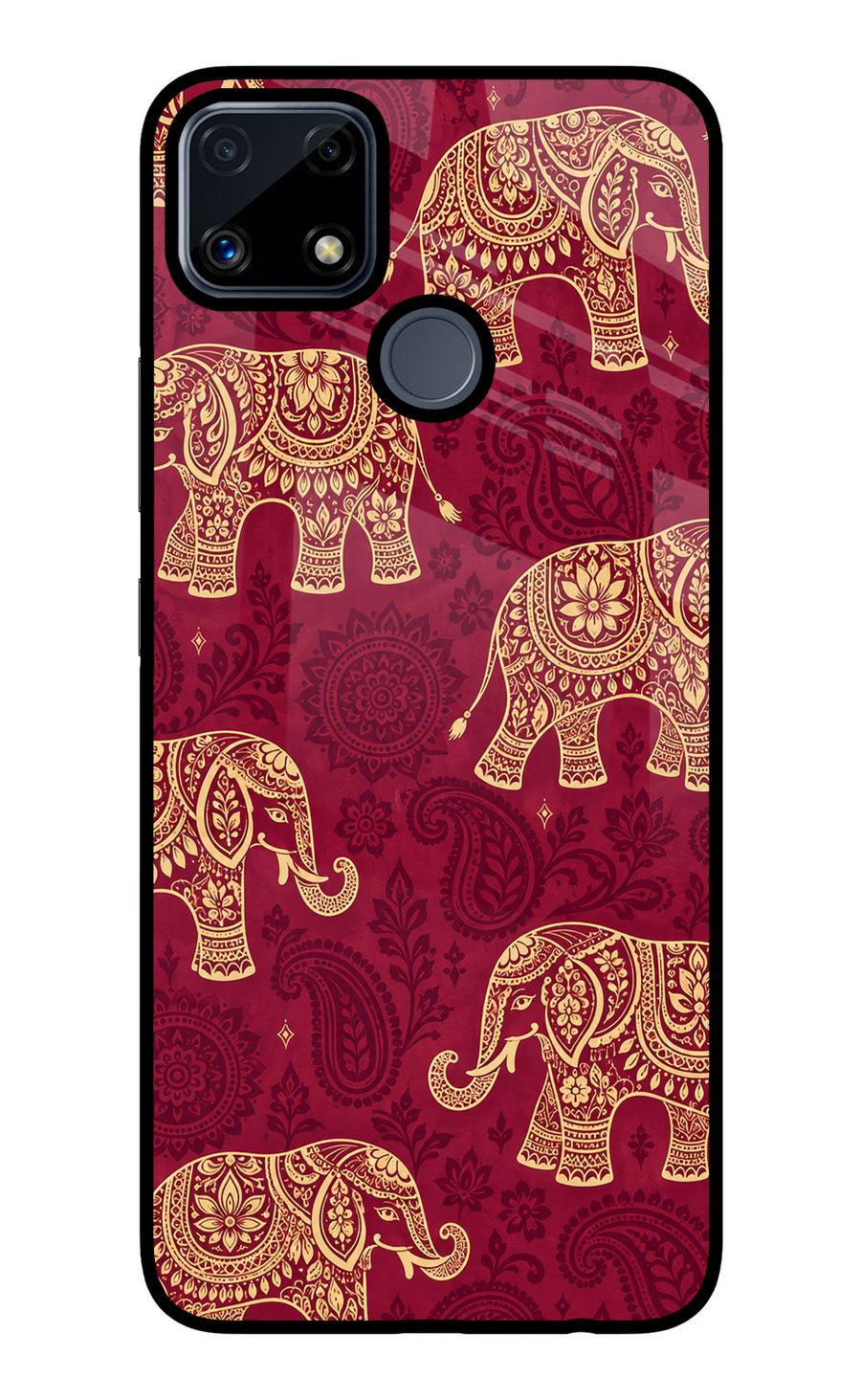 Maroon Elephant Realme C25/C25s Back Cover, Glass case