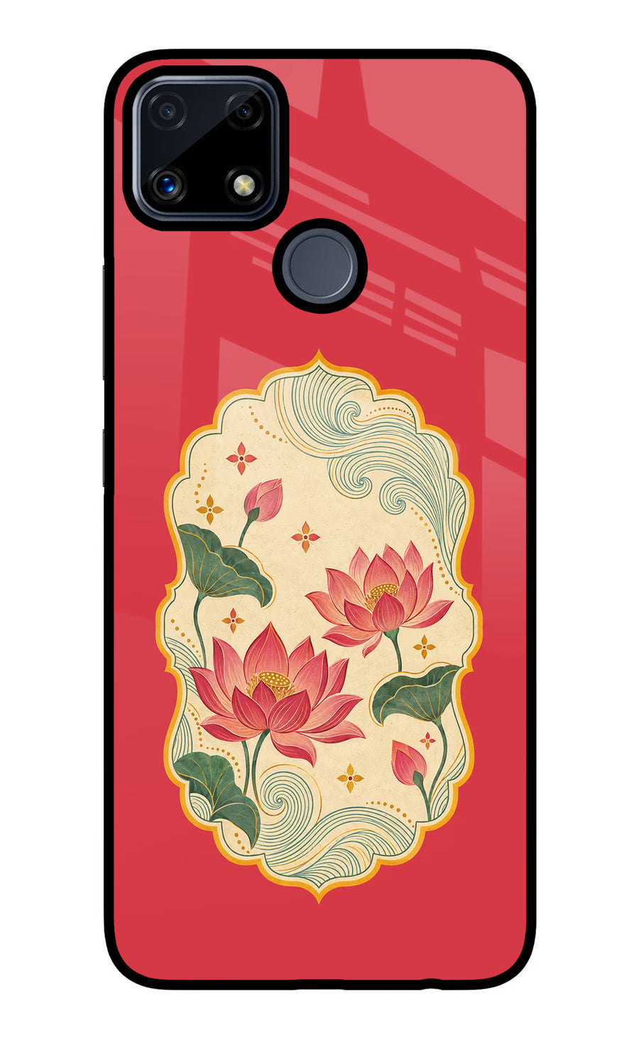 Pink Lotus Realme C25/C25s Back Cover, Glass case