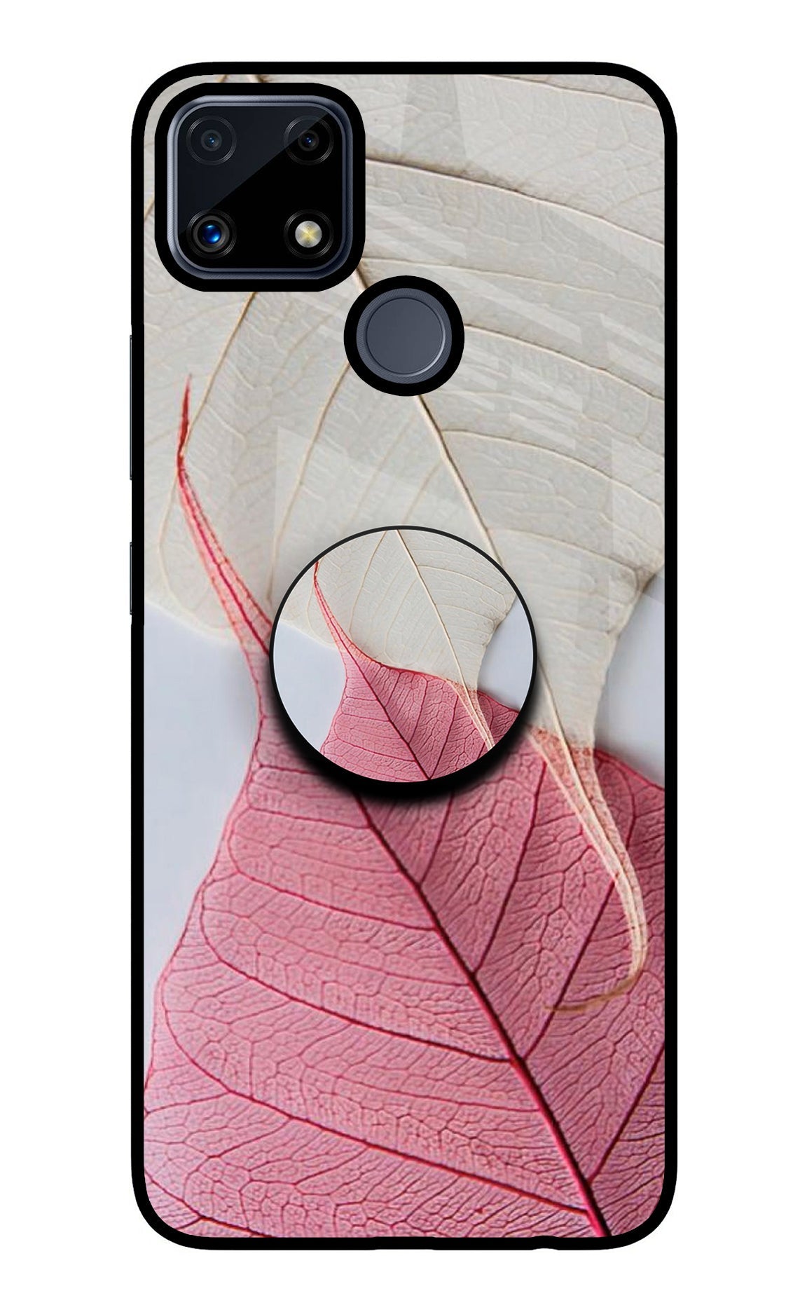 White Pink Leaf Realme C25/C25s Glass Case