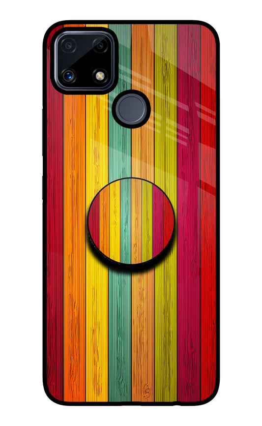 Multicolor Wooden Realme C25/C25s Glass Case