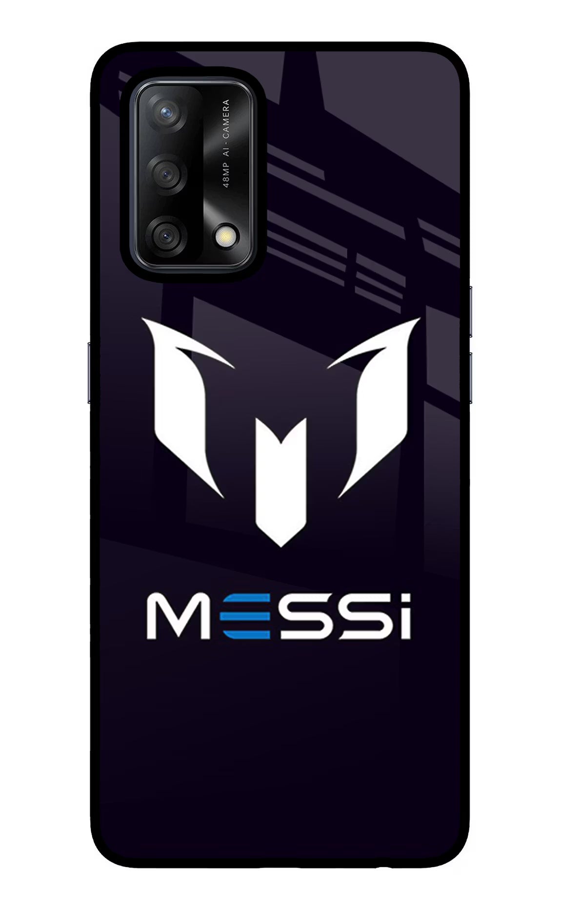Messi Logo Oppo F19/F19s Glass Case Back Cover by Casekaro