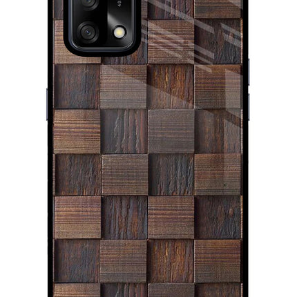 Wooden Cube Design Oppo F19/F19s Glass Case Back Cover by Casekaro