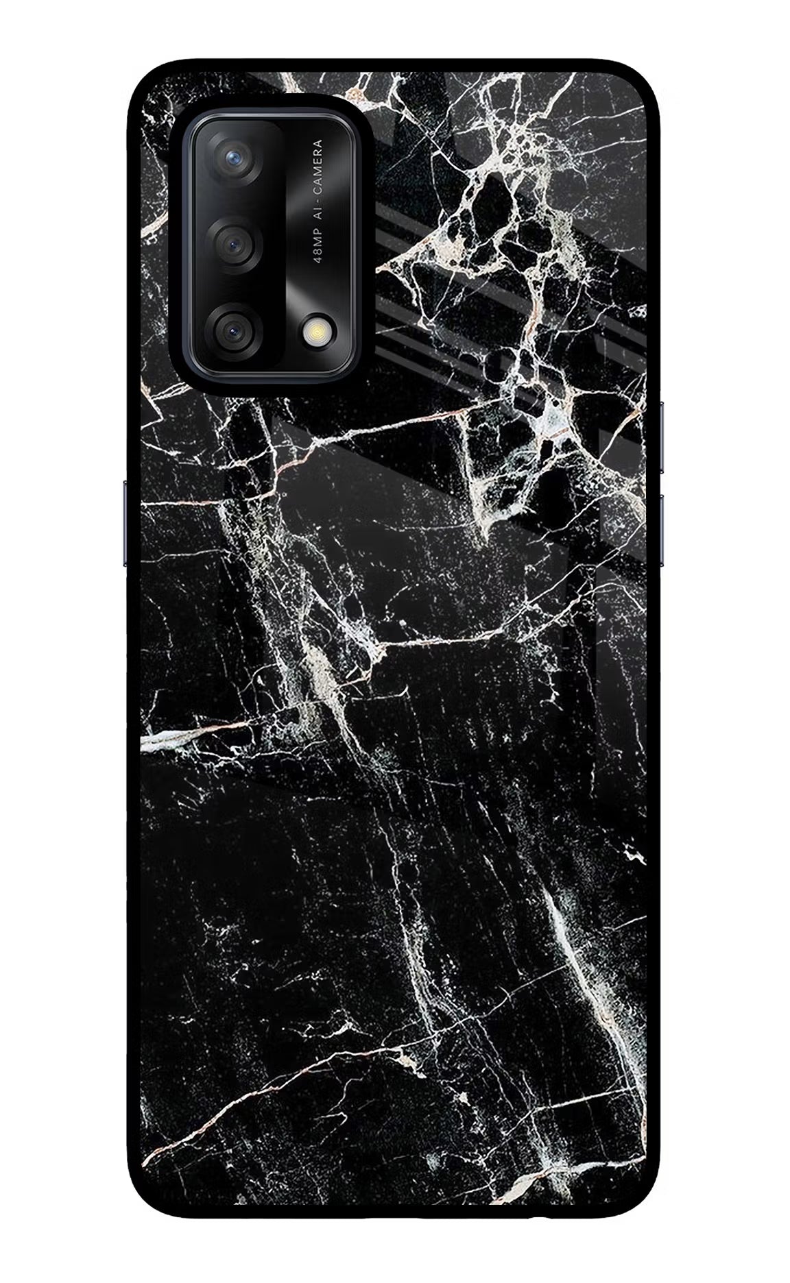 Black Marble Texture Oppo F19/F19s Glass Case