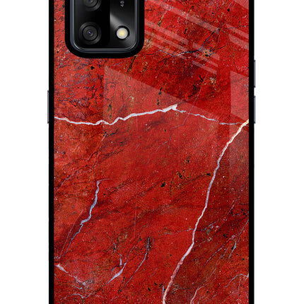 Red Marble Design Oppo F19/F19s Glass Case Back Cover by Casekaro